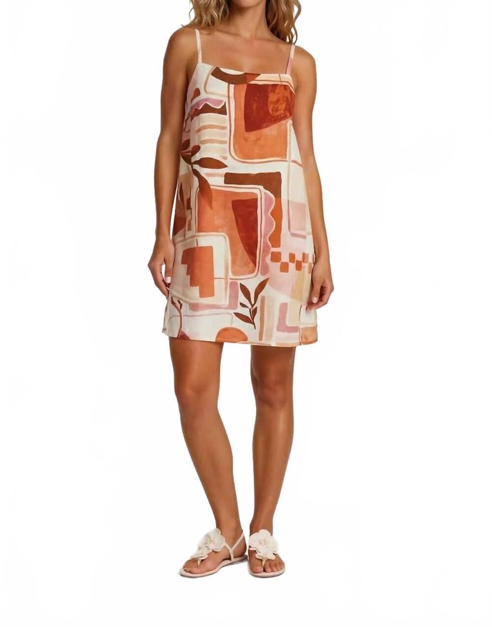 NEW SUNDAY EDITION tropical abstract mini dress in red